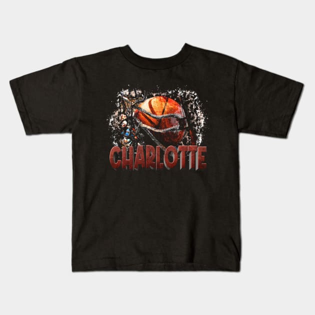 Classic Sports Charlotte Proud Name Basketball Kids T-Shirt by Irwin Bradtke